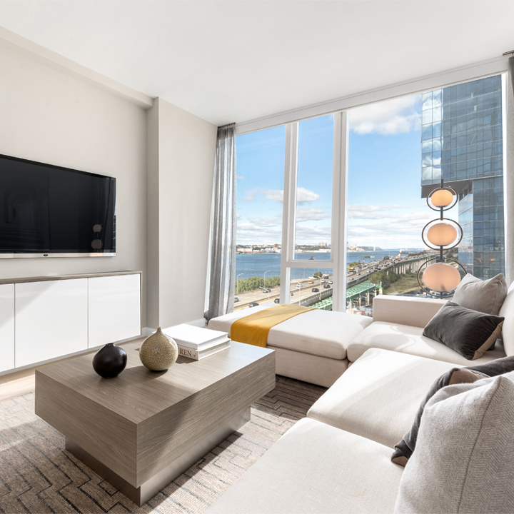 one waterline square featured living room