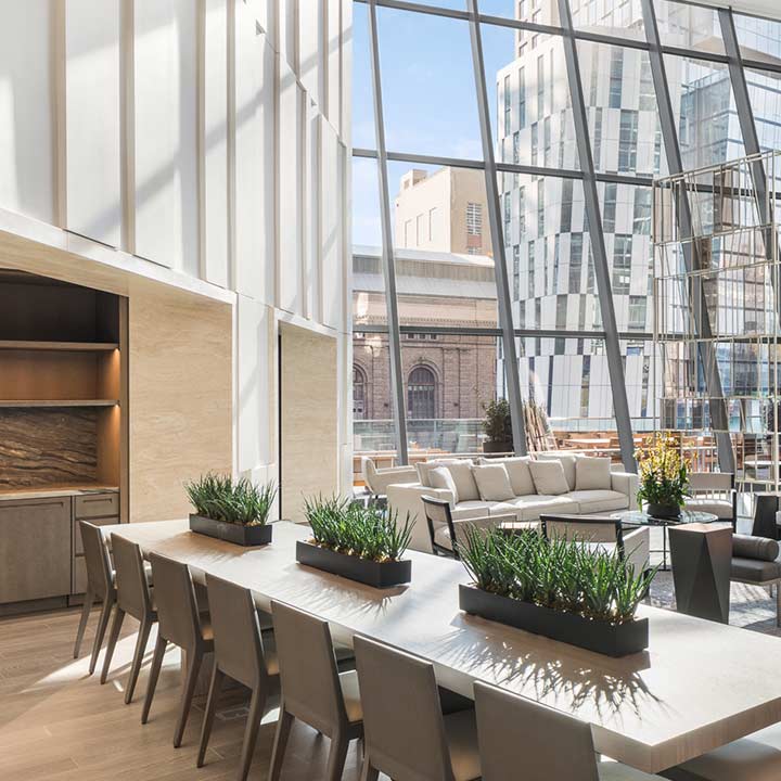 two waterline square lobby workspace and seating